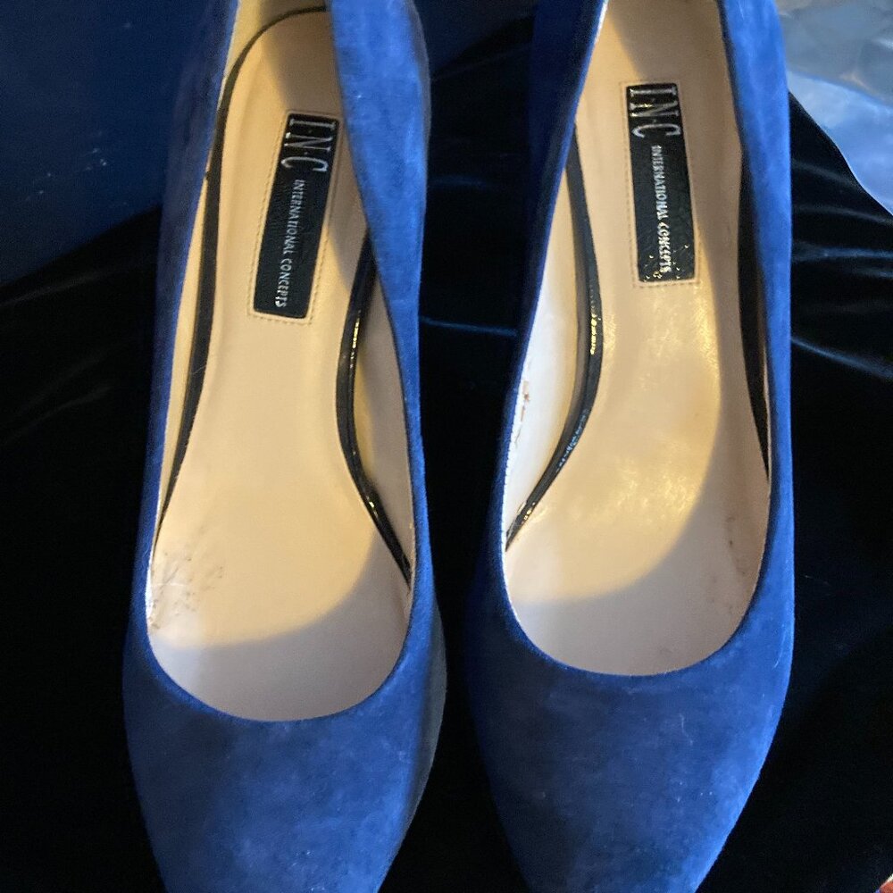 INC International Blue Suede Pump Heel